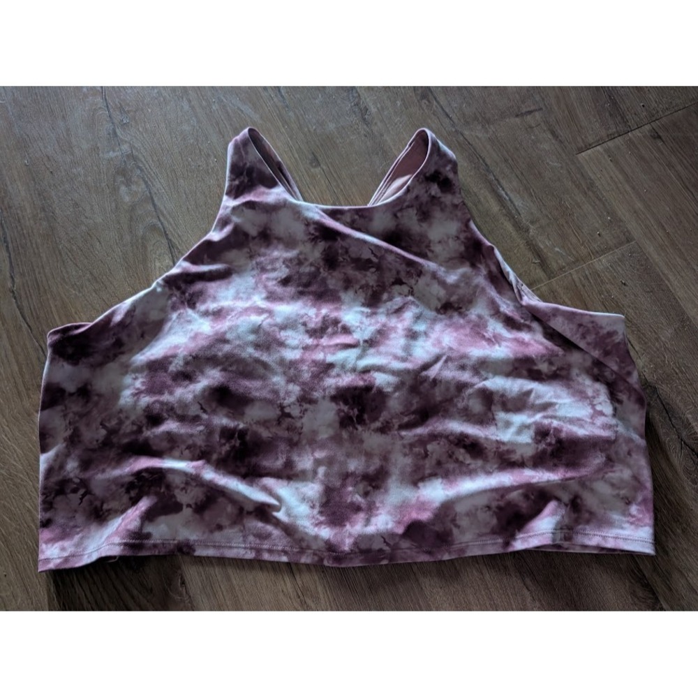 Athleta Sports‎ Bra High Neck Crisscross Back Purple Tie Dye 3X